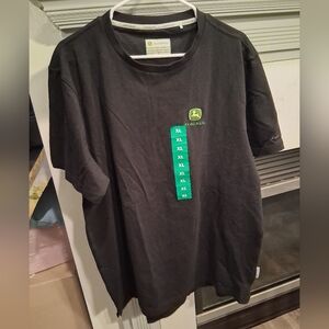 John Deere Black Tshirt Mens Embroidered XL New